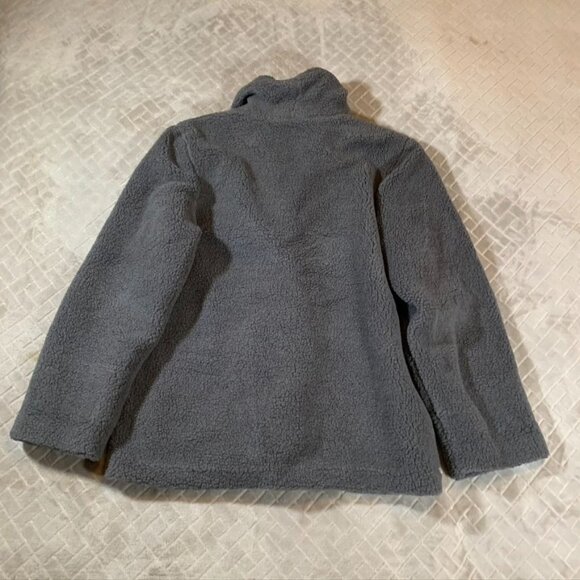 Denim & Co Woemsn Small Jacket Gray Teddy Sherpa With Pockets Paisley Lining - Picture 10 of 13